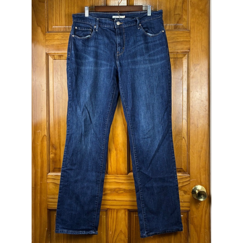 Levis 505 Straight Leg Jeans Womens 32/34 Dark Wash Indigo Denim Mid Rise 14L